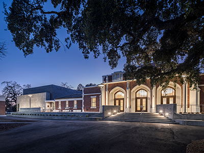 Photo of Burbank Auditorium at night